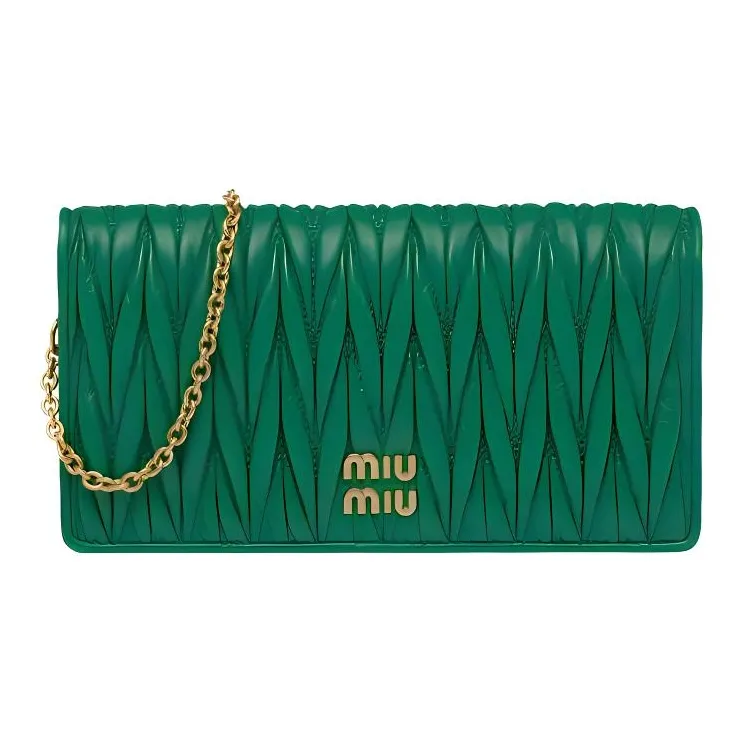 MIU MIU Matelassé Sheepskin One Shoulder Crossbody Cell Phone Pouch Women's Mango Color-1