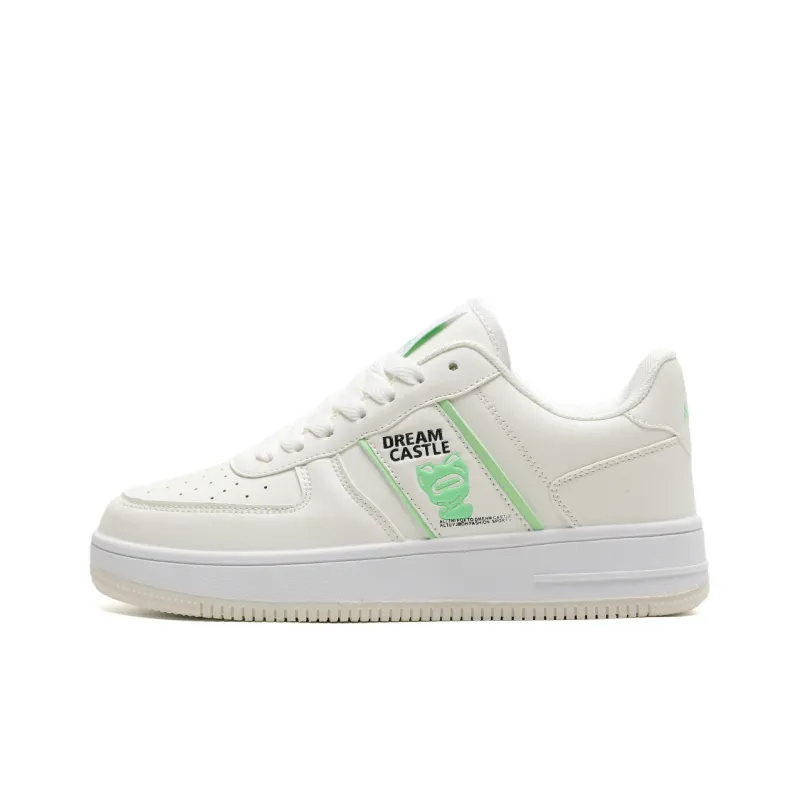 ALI THE FOX Anti Slip Wear Resistant Lightweight Breathable Low Top Skateboard Shoes Unisex White Green Box Included-1