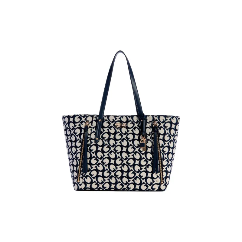 GUESS Artificial Leather Tote Bag Shopping Bag Shoulder Bag Handbag Women's Blue-0