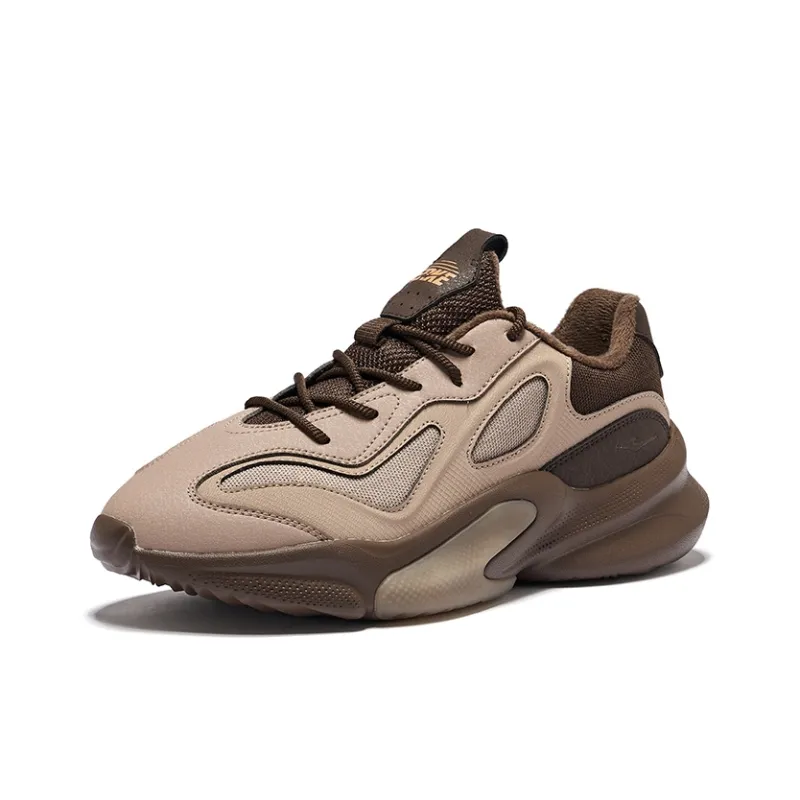 Erke Derivation Cushioning Warm Rebound Low-Top Casual Shoes Men's Taupe Dark Rosewood-2