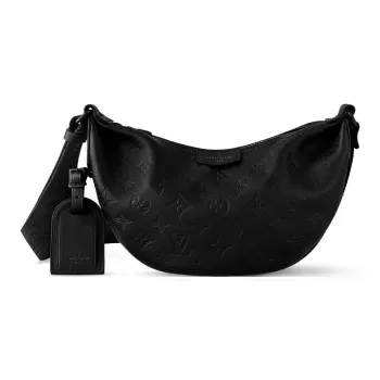 LOUIS VUITTON Monogram Shadow Embossed Cow Leather Crossbody Bag Shoulder Bag Small Size Men's Black