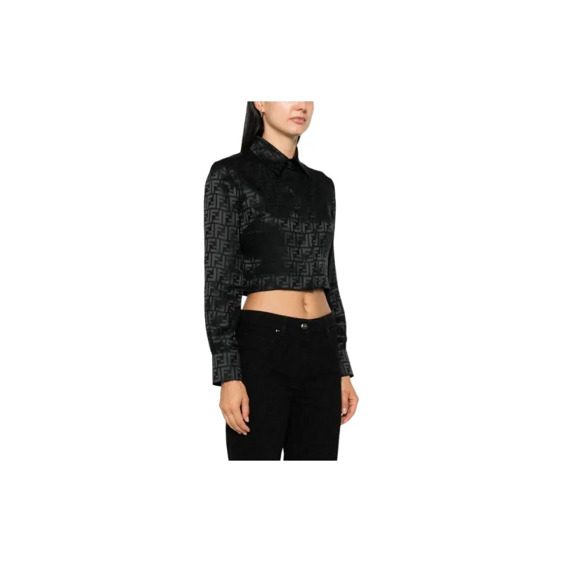 FENDI Monogram Printed Cropped Shirt-3