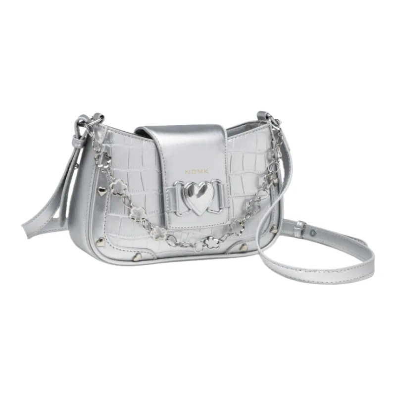 NOMK PU Shoulder Bag Crossbody Bag Women's White/Black/Blue/Silver-7