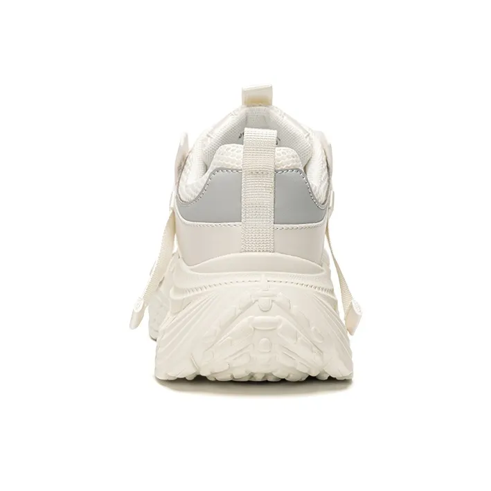 EXULL Q Ins Shopping Anti Slip Wear Resistant Low Top Chunky Sneakers Women's Ecru-3