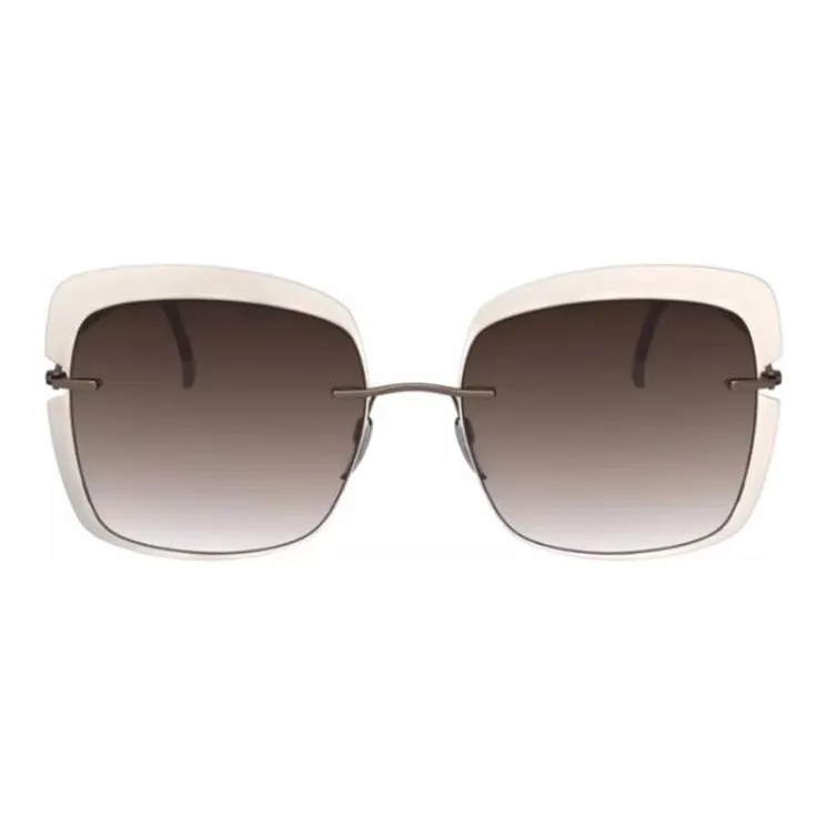 SILHOUETTE Metal Titanium Square Sunglasses Unisex White-1