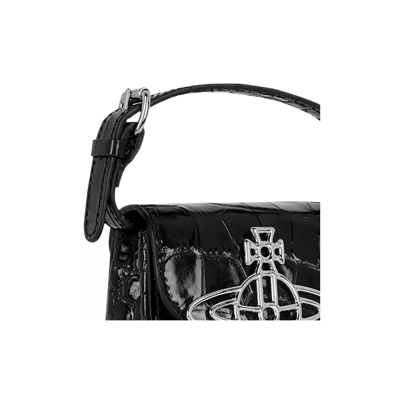 Vivienne Westwood Linda Cow Leather Handbag Mini Women's Black-3