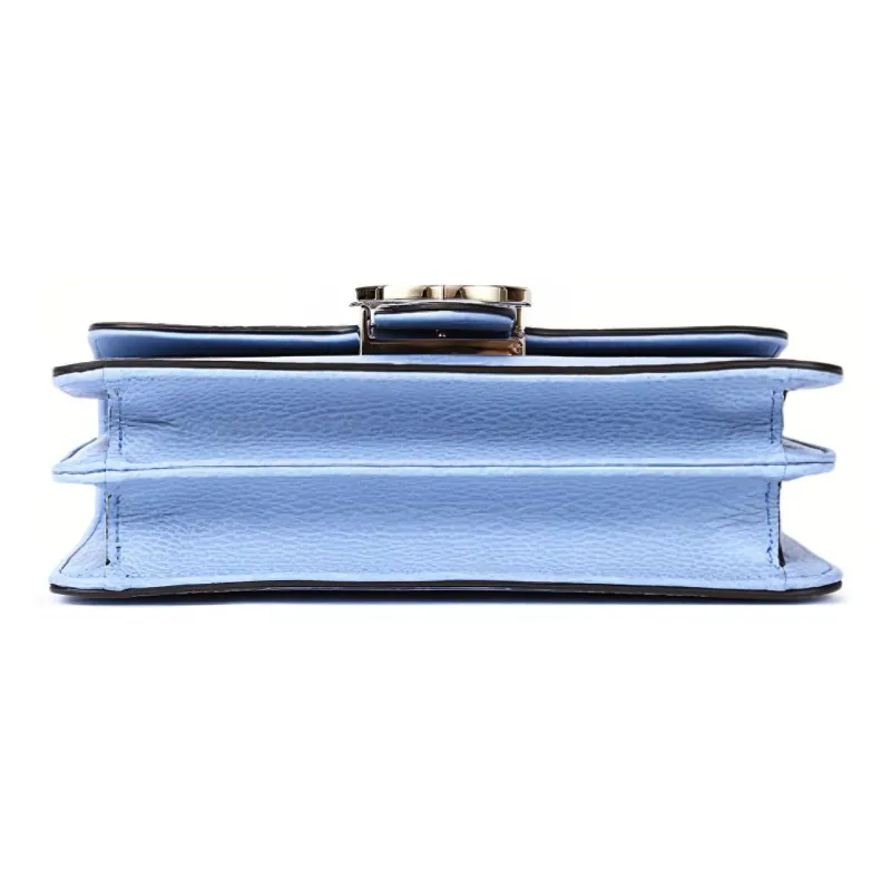 GUCCI Litchi Grain Leather Messenger Bag, Trunk Bag, Crossbody Bag, Shoulder Bag Women's Blue-3