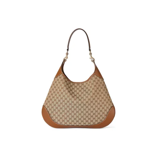 GUCCI Original GG Canvas One Shoulder Handbags Medium Size Women's Beige & Dark Brown