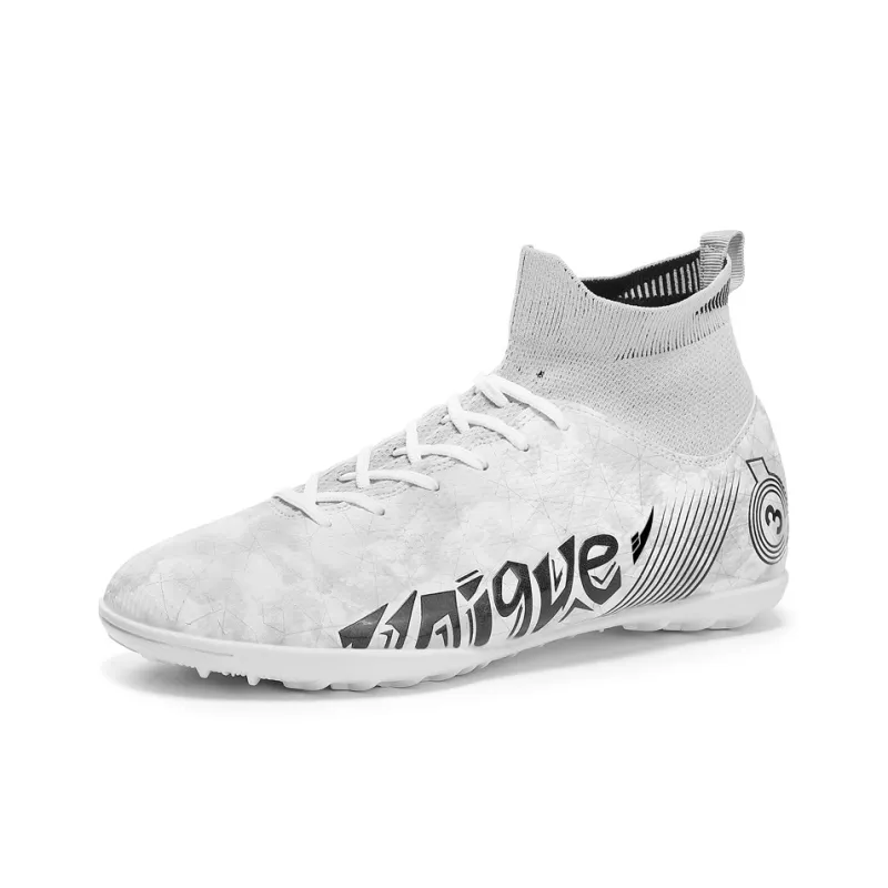 Kuding Soccer Shoes Unisex Mid Top Black/White/Blue-16