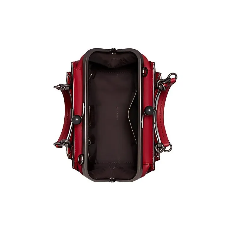 COACH Kisslock Leather Kiss-Lock Handbag Crossbody Bag Small Size Women's Red-2