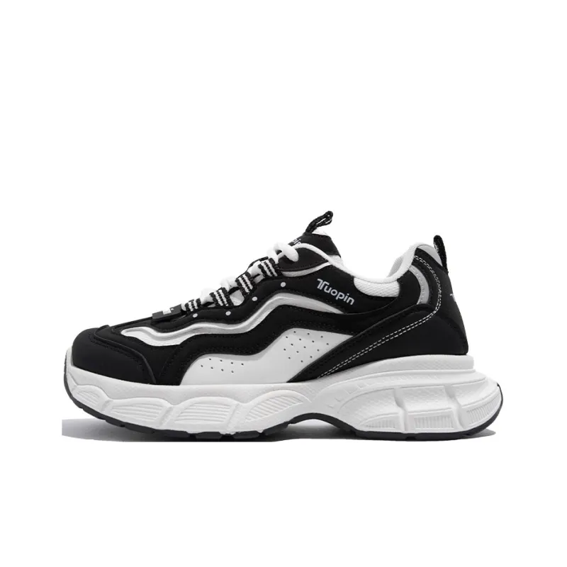 TUOPIN Chunky Sneakers Unisex Low Top Beige Brown/Black White-5