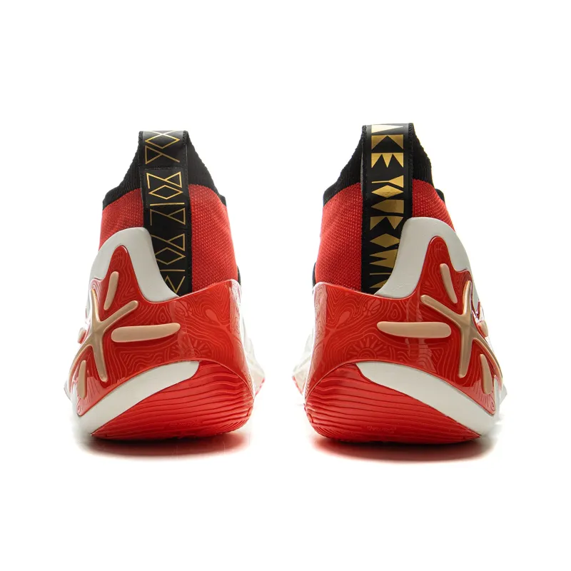 LiNing Wow11 Cushioning Anti-Slip And Wear-Resistant Lightweight Rebound Mid-Top Basketball Shoes Men's White Red-5