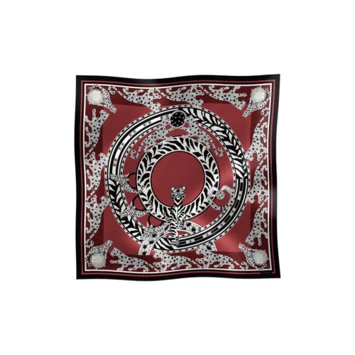 CARTIER Silk Silk Scarves Unisex Burgundy