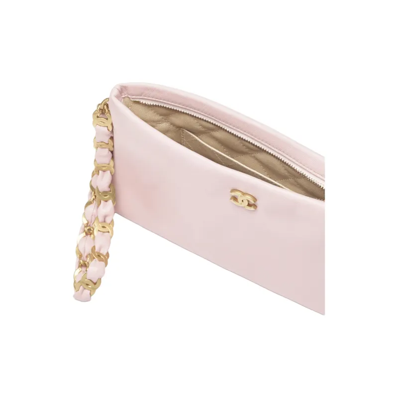 CHANEL Lambskin Clutch Women's Light Pink-3