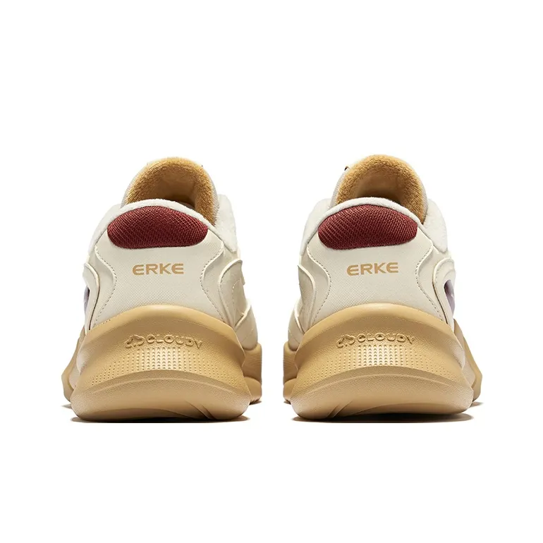 Erke Xiaoguang Cushioned Wear Resistant Warm Low Top Casual Shoes Men's Warm Linen Bordeaux Red-4