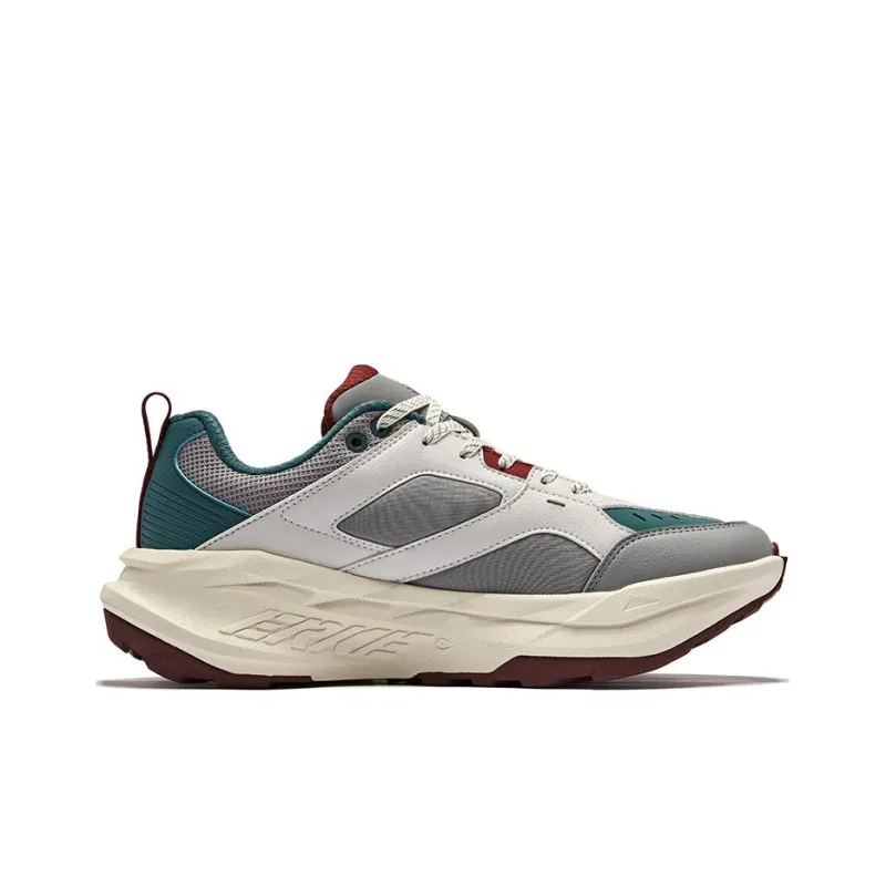 Erke Exploring Anti Slip Wear Resistant Low Top Casual Shoes Men's Pine Green Pale Gray-1