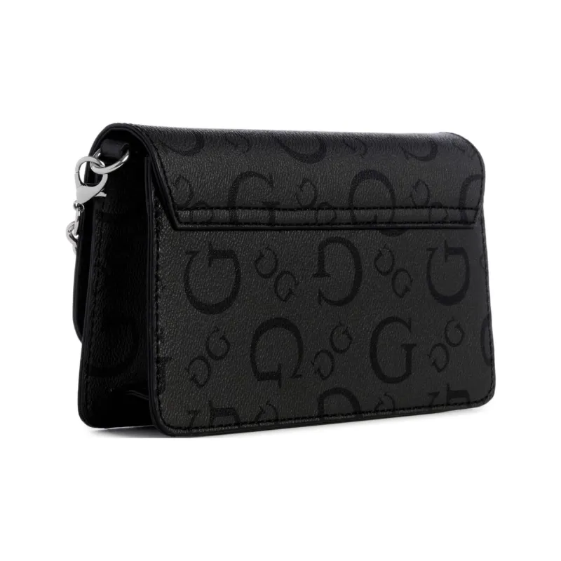 GUESS Faux Leather Coated Canvas Shoulder Bag Crossbody Bag Women's Black-1