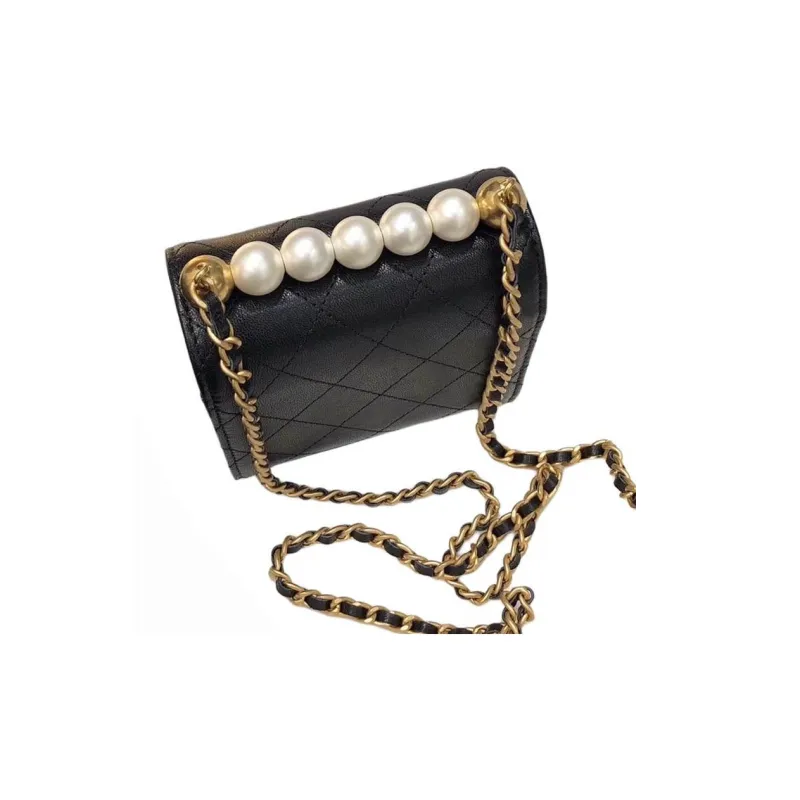 CHANEL Goatskin Crossbody Bag, Shoulder Bag Women's Black-2