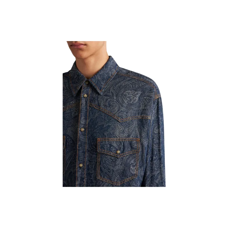 ETRO Paisley Jacquard Denim Shirt-4
