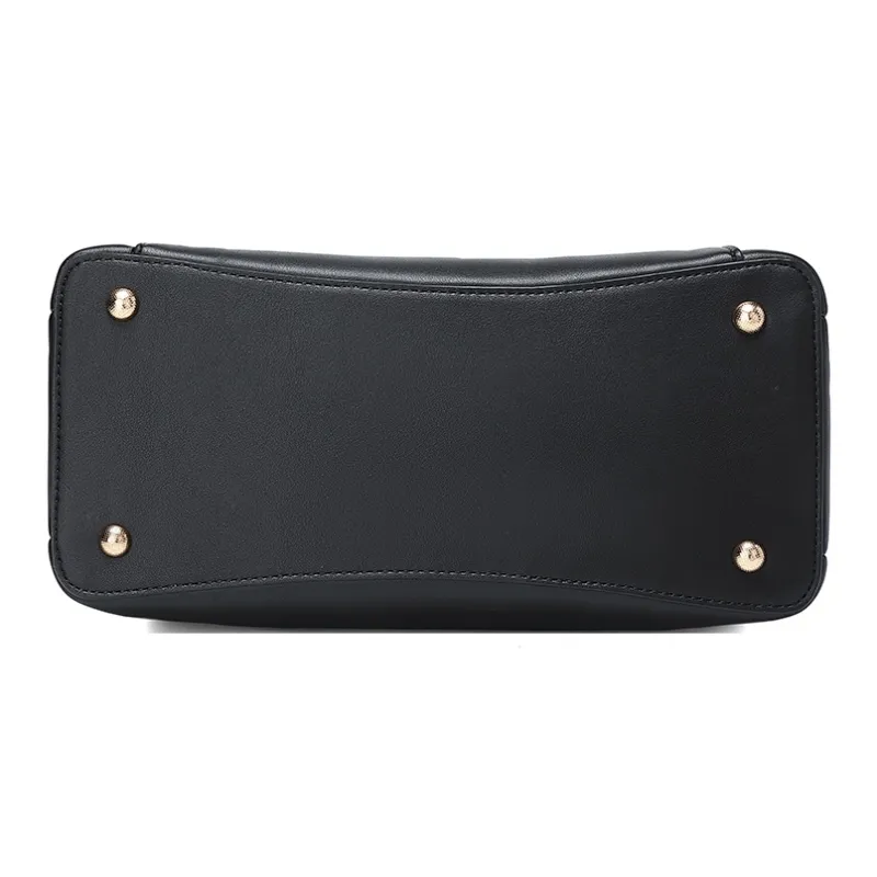 MEXICAN Polyurethane Leather Handbag Tote Bag, Special Tote Bag Medium Size Women's Black/Ecru/Tango Red-4