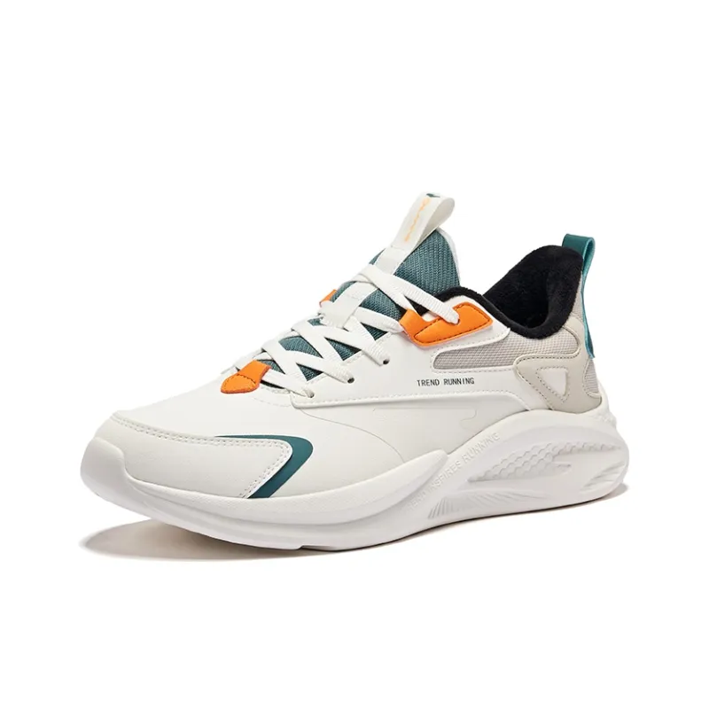Erke Warm Cushioning Rebound Water Resistant Low Top Running Shoes Men's Microcrystal White Pine Green-2