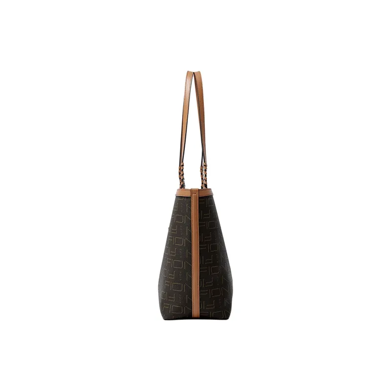 FION Artificial Leather Tote Bag Shoulder Bag Regular Women's Dark Coffee Brown-2