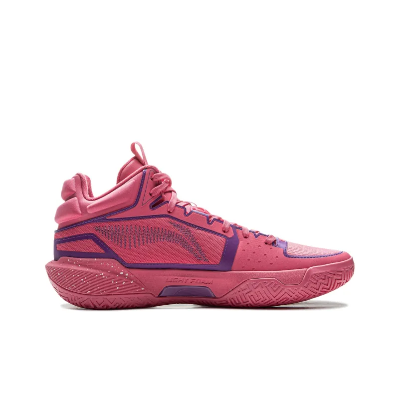 LiNing Lightweight 2MID Cushioning Anti Slip And Wear Resistant Mid Top Basketball Shoes Men's Pink Purple-1
