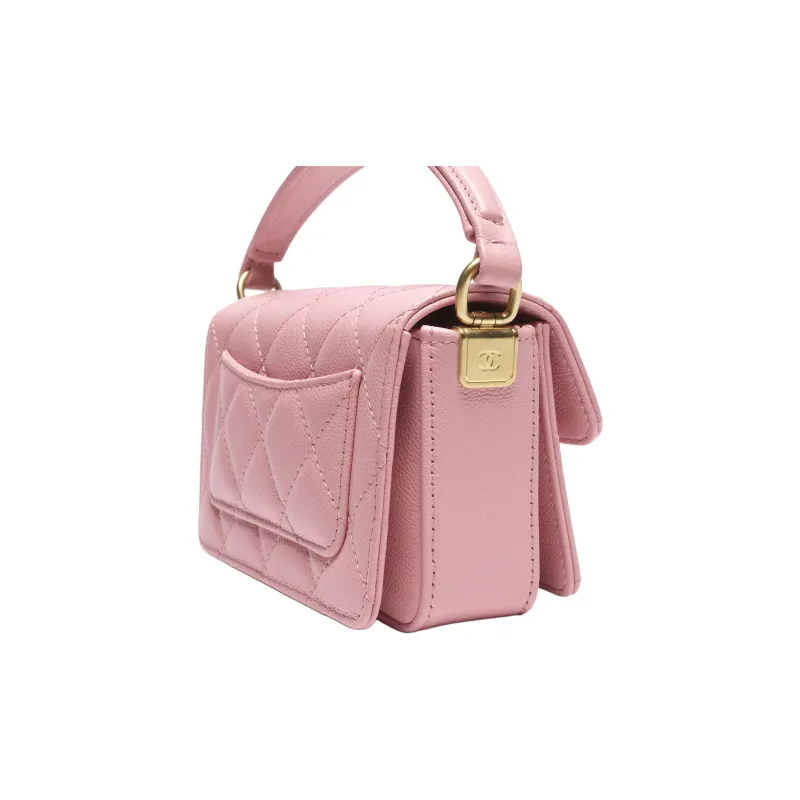 CHANEL Grain Bright Calfskin One Shoulder Handbag Mini Women's Light Pink-2