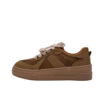 MINGKUANG Street Trend Maillard Style Anti-Slip And Wear-Resistant Lightweight Low-Top Skateboard Shoes Women's Umber