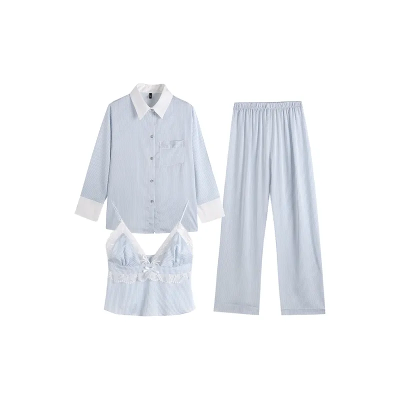 Flow Yarn Pajama Set Women's Light Blue-0
