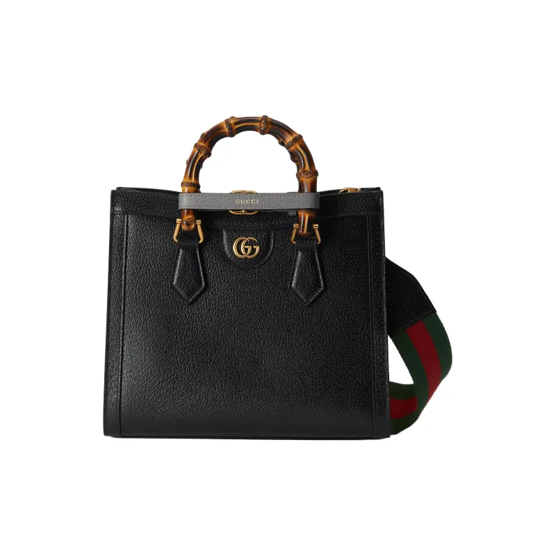 GUCCI Diana Leather Tote Bag Shopping Bag Shoulder Bag Crossbody Bag Handbag Small Size Women's Black-1