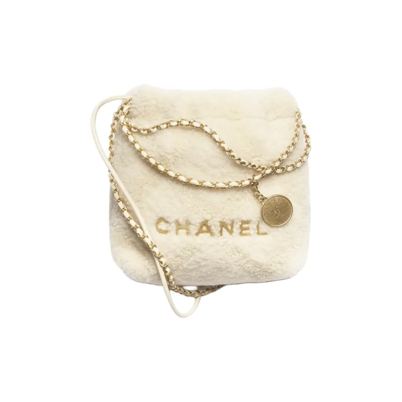 CHANEL Shearling Shoulder Bag, Crossbody Bag, Handbag Mini Women's Natural-0
