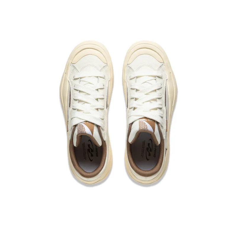LiNing Non slip Lightweight Low Top Skateboard Shoes Men's Beige Brown-3