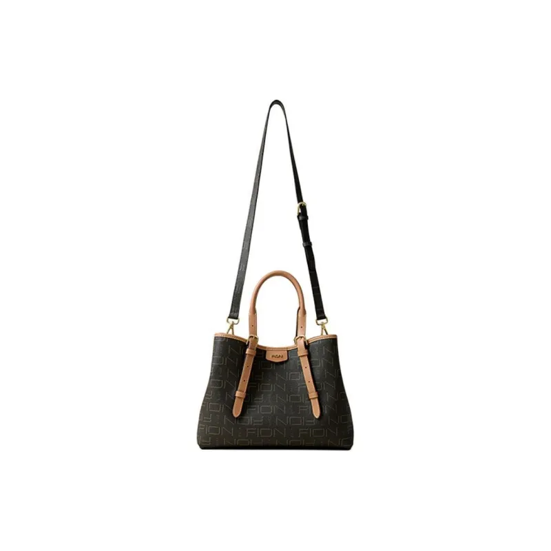 FION Coated Canvas One Shoulder Handbag Tubas Women's Dark Coffee Brown-3