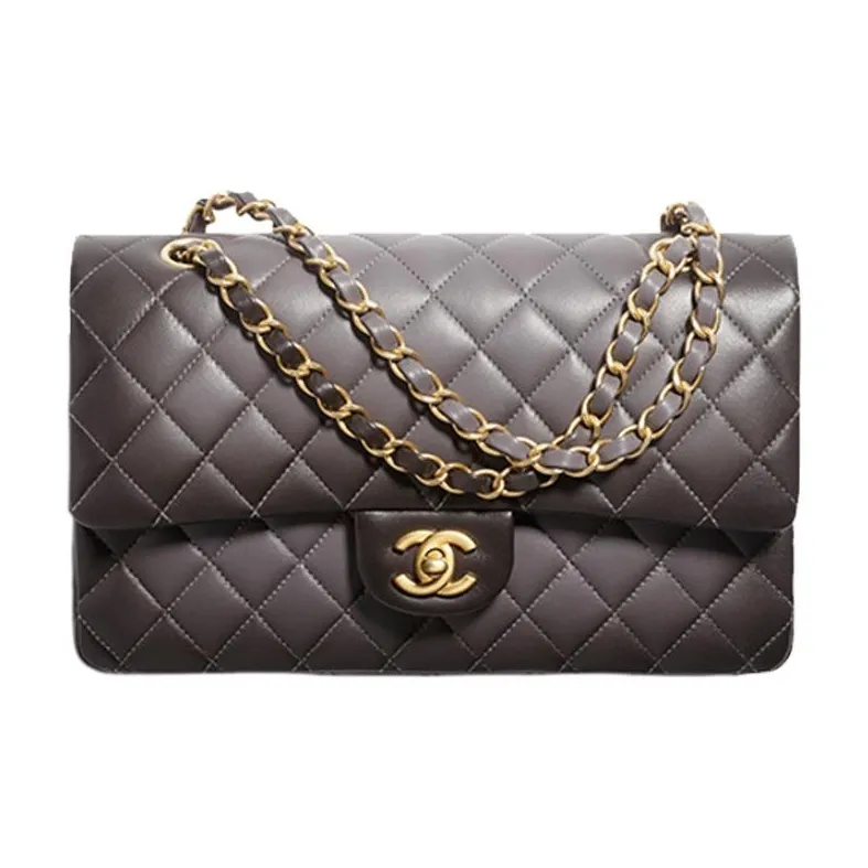 CHANEL Classic Flap CF Lambskin Shoulder Bag, Crossbody Bag, Handbag Women's Gray-0