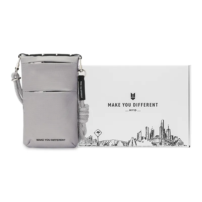 MYD Polyamide Cell Phone Pouch With Passport Holder And Crossbody Bag Unisex Blackberry/Coconut Grey/Mango Yellow-2