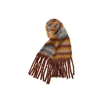 Narandu Polyester Knit Scarves Unisex Light Gray/Green/Coffee
