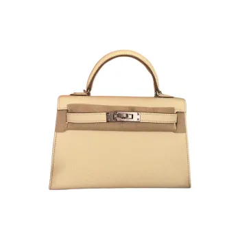 HERMES Mini Kelly 2nd Generation Epsom Leather Kelly Handbag Mini Women's Milton Yellow