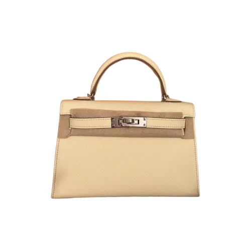 HERMES Mini Kelly 2nd Generation Epsom Leather Kelly Handbag Mini Women's Milton Yellow