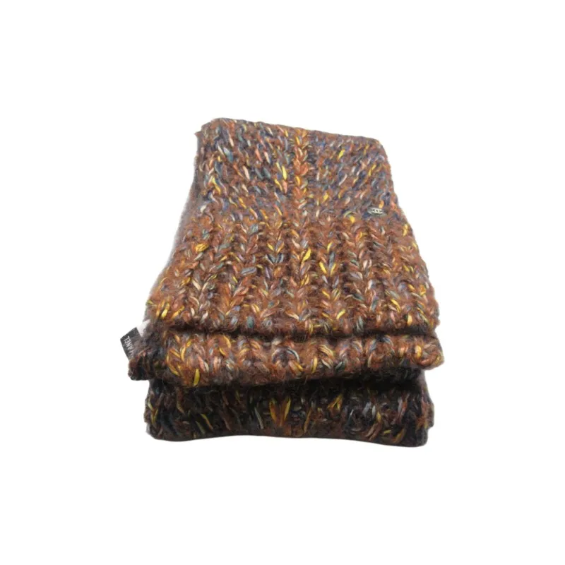 CHANEL Mohair Silk Nylon Polyamide Knit Scarves Women's Brown-0