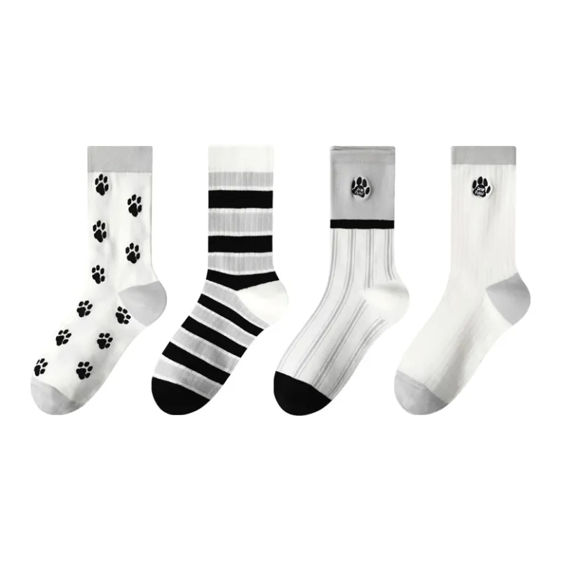 MIIOW Mid Calf Socks Women's 4 Pack-4