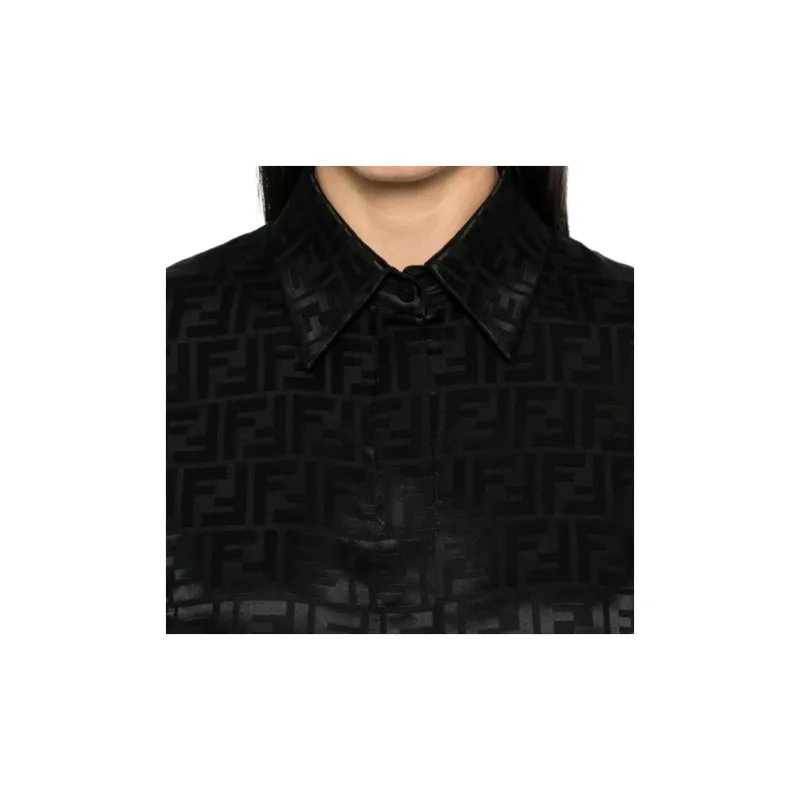 FENDI Monogram Printed Cropped Shirt-4