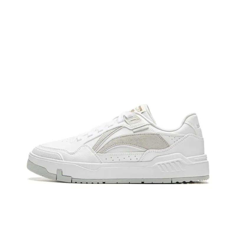 LiNing Common 80s Anti Slip Wear Resistant Low Top Skateboard Shoes Women's White-0