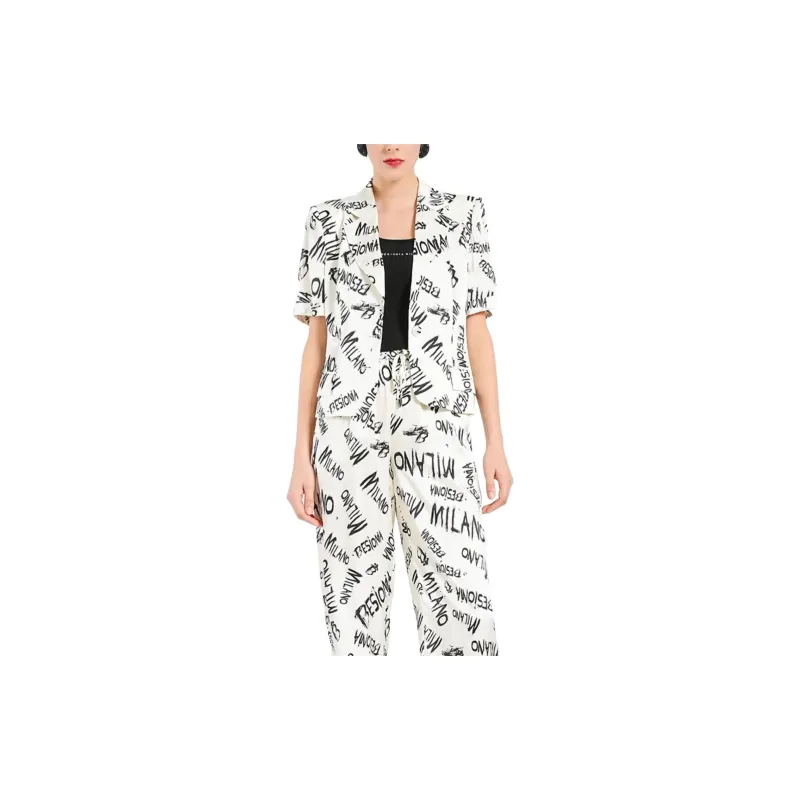BESIONIA SS24 Business Suits Coats Women's Black Pattern-1