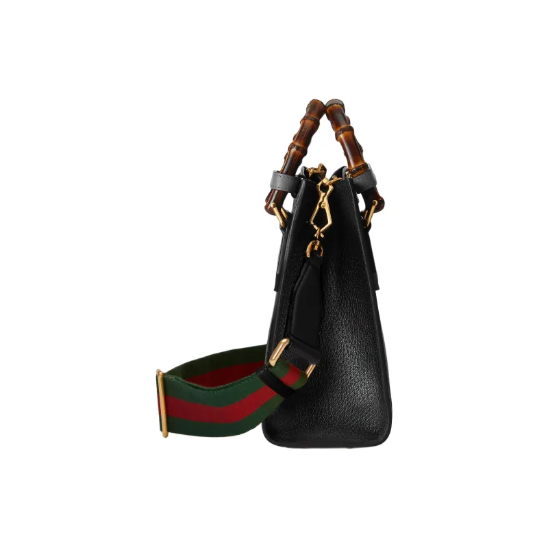 GUCCI Diana Leather Tote Bag Shopping Bag Shoulder Bag Crossbody Bag Handbag Small Size Women's Black-6