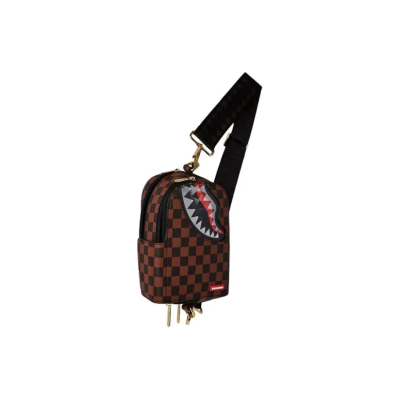 SPRAYGROUND Artificial Leather Crossbody Bag Unisex Brown-1