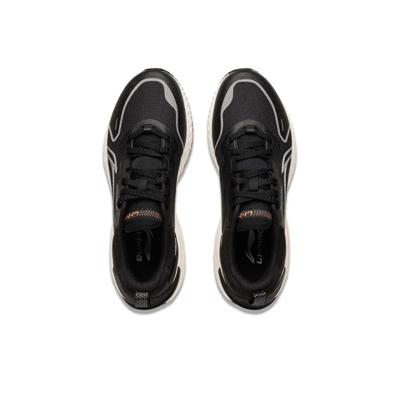 LiNing Cloud Shield Cushioned Slip Resistant Rebound Low Top Casual Running Shoes Men's Black White-3