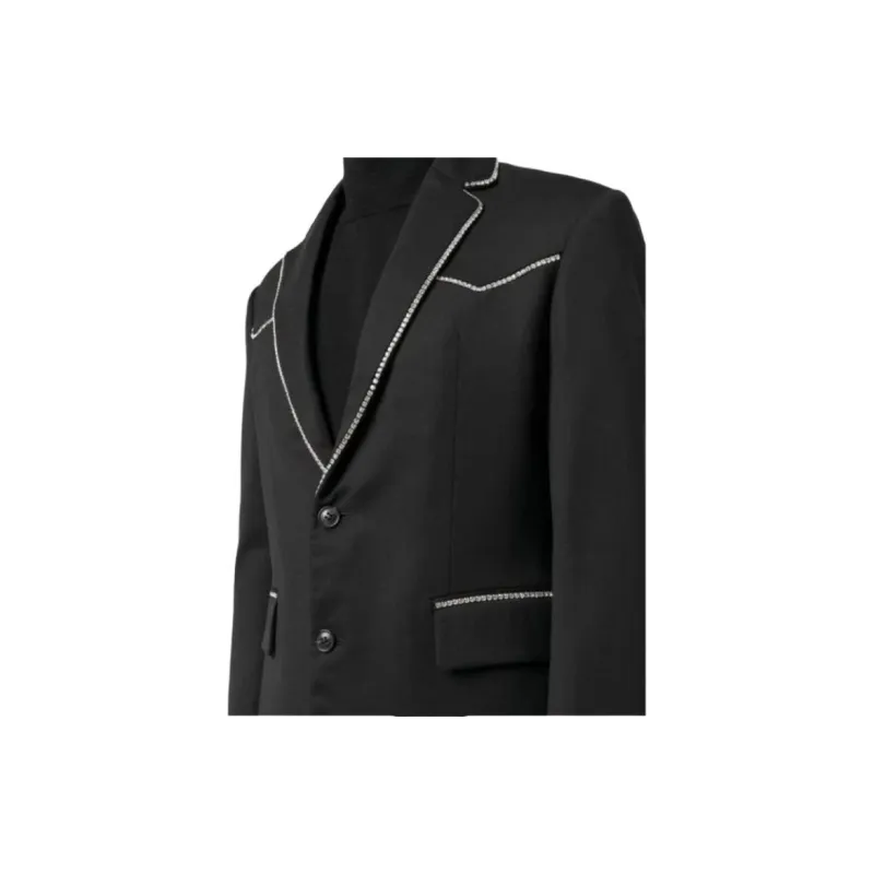 AMIRI Crystal Trim Single Breast Jacket-4