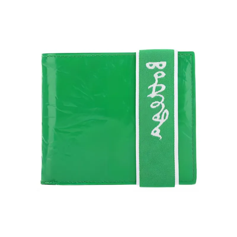 Bottega Veneta Elastic Band Bi fold Wallet Green / White-0