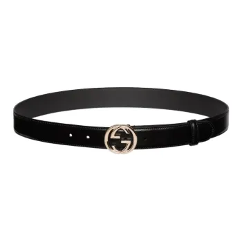 GUCCI Leather Belts Women's Black Width 3CM